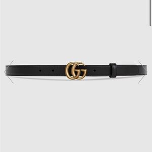 Gucci “LEATHER BELT WITH DOUBLE G BUCKLE”